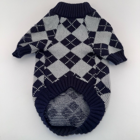 Navy and Gray Argyle Dog Sweater Size Medium—2 Available - Picture 2 of 3